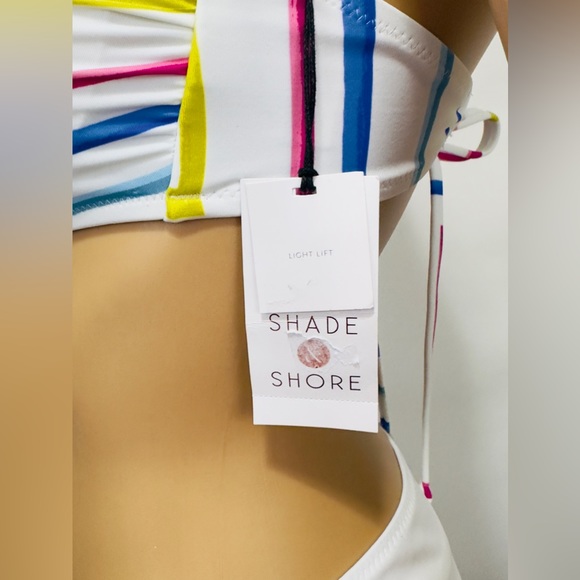 Shade & Shore White Geometric Pattern Light Lift Bikini Top 32B - Picture 5 of 10